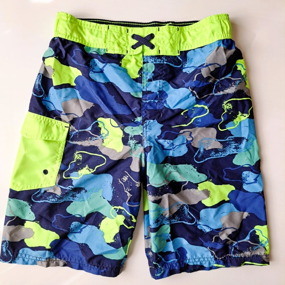 Lot of 8 Boys Swim Trunks Mixed Sizes 12M–14yr Bright Colors Very Good Condition
